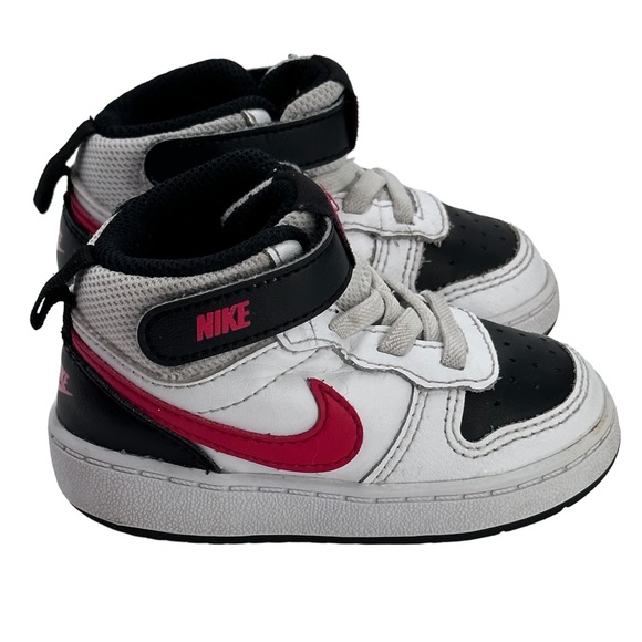 Nike Court Borough Mid White/Black/Red Toddler Size 5C - Picture 1 of 6
